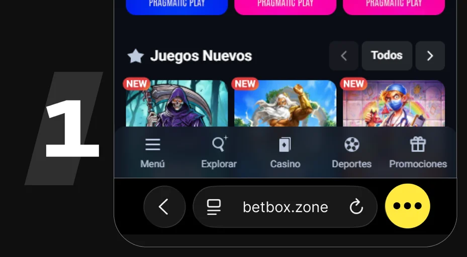 Paso 1: abrir Betbox en el navegador Safari del iPhone