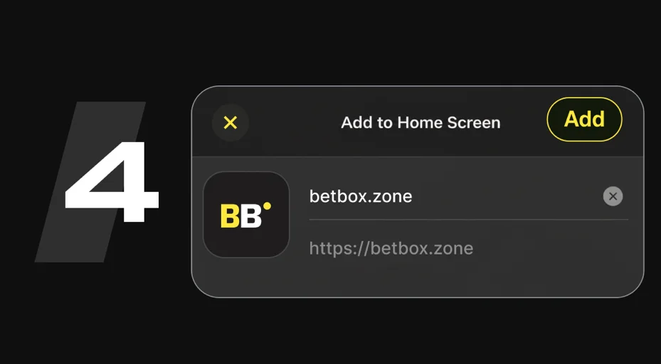 Paso 4: botón Añadir para instalar la app de Betbox en iPhone